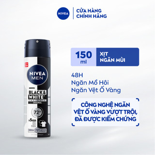 Xịt Ngăn Mùi NIVEA MEN Black&White Ngăn Vệt Ố Vàng Vượt Trội - Hương Tinh Tế (150 ml) - 82241