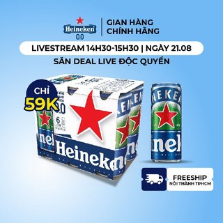 Hỏa tốc hcm - lốc 6 lon thức uống đại mạch heineken 0.0 330ml/lon