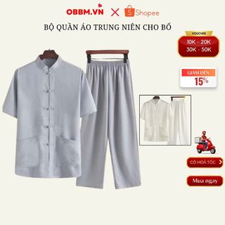 Quần áo trung niên cho bố, bộ cổ tàu nam trung niên( cổ tàu ông)
