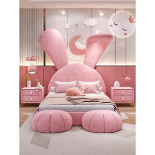 Giường Ngủ Tai Thỏ Siêu To Có Đèn Led⚡ SALE SỐC ⚡ Giường Bọc Da,Nỉ Phong Cách Châu Âu Cực Sang Cho Phòng Ngủ