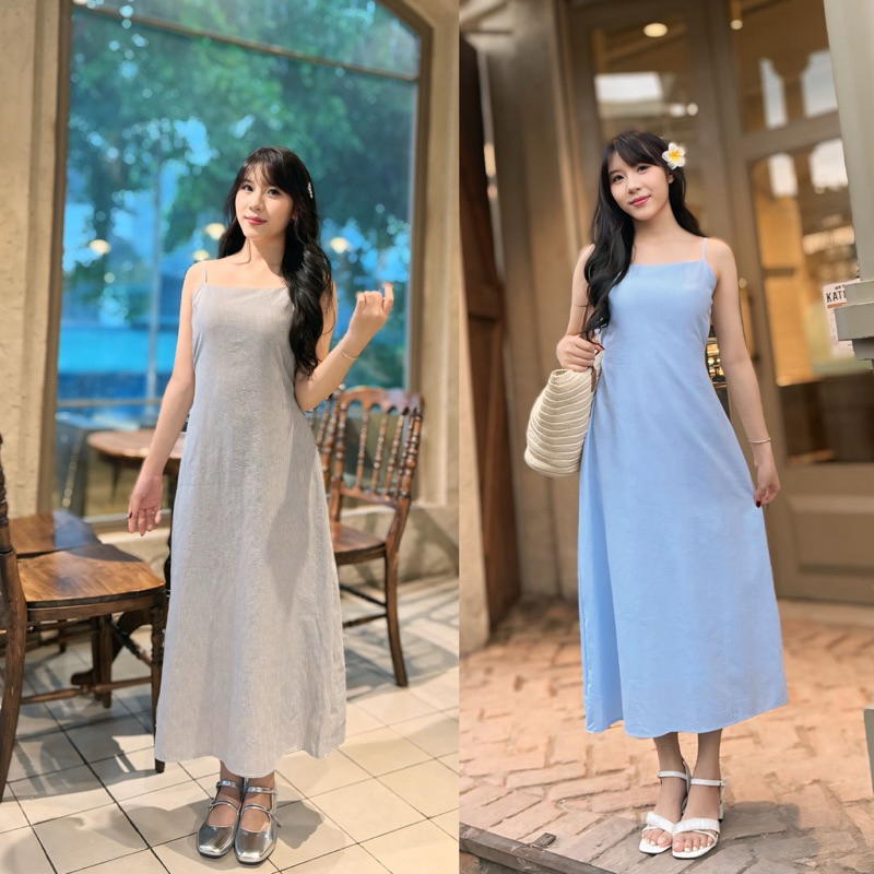 Đầm 2 dây maxi dáng dài thắt nơ eo Q3 - Orimi