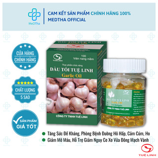 Dầu Tỏi Tuệ Linh - Tăng Sức Đề Kháng, Phòng Bệnh Đường Hô Hấp, Giảm Mỡ Máu (Hộp 100 Viên)