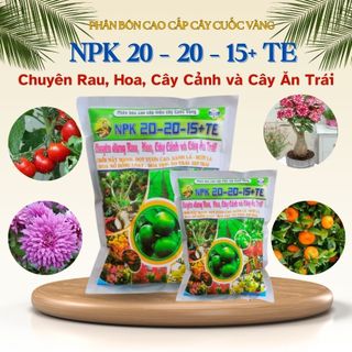 Phân bón NPK 20–20–15+TE Cây Cuốc Vàng gói 200gr giúp cây nảy chồi mạnh, xanh lá (Vườn Sài Gòn)