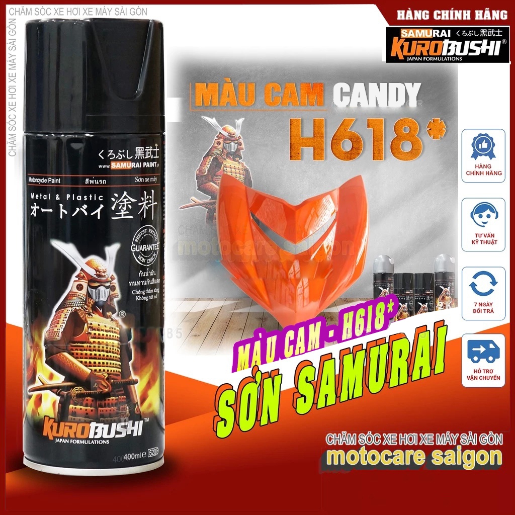 chai Sơn Samurai Màu Cam Candy H618 - Son Xịt Samurai