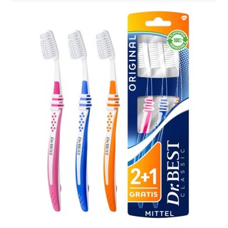 Bàn chải đánh răng người lớn Dr. Best set 3 chiếc lông mềm- hàng chuẩn đức