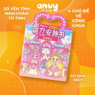  Sổ yên tĩnh nam châm từ tính bóc dán hình Công Chúa tranh đồ chơi cho bé 