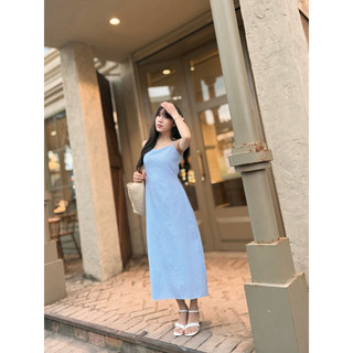 Đầm 2 dây maxi dáng dài thắt nơ eo Q3 - Orimi