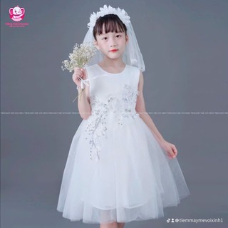 Váy công chúa, đầm công chúa bé gái thiết kế cao cấp thêu hoa thủ công sang chảnh cho bé gái  từ 1 đến 10 tuổi