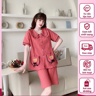 Bộ bầu cộc tay mặc nhà kết hợp sau sinh túi mặt gấu M52