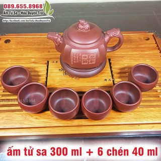 Ấm Tử Sa TỨ PHƯƠNG TRẤN (cao cấp) - dùng trà đạo cùng trà ô long, trà mạn,trà thái nguyên,trà sen