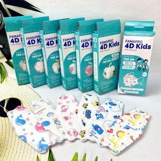 [10 Cái/Hộp] Khẩu trang in hình cho bé FAMAPRO 4D 3 lớp  - Khấu trang NAM ANH 4D Kids kháng khuẩn