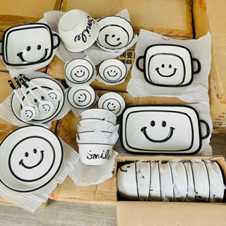  Tổng Hợp Bộ Bát Đĩa Gốm Sứ Decor Bát Ăn Cơm Bát Ăn Chè Chén Dĩa Dễ Thương Hoạ Tiết Smile Xinh yêu cho gia đình 