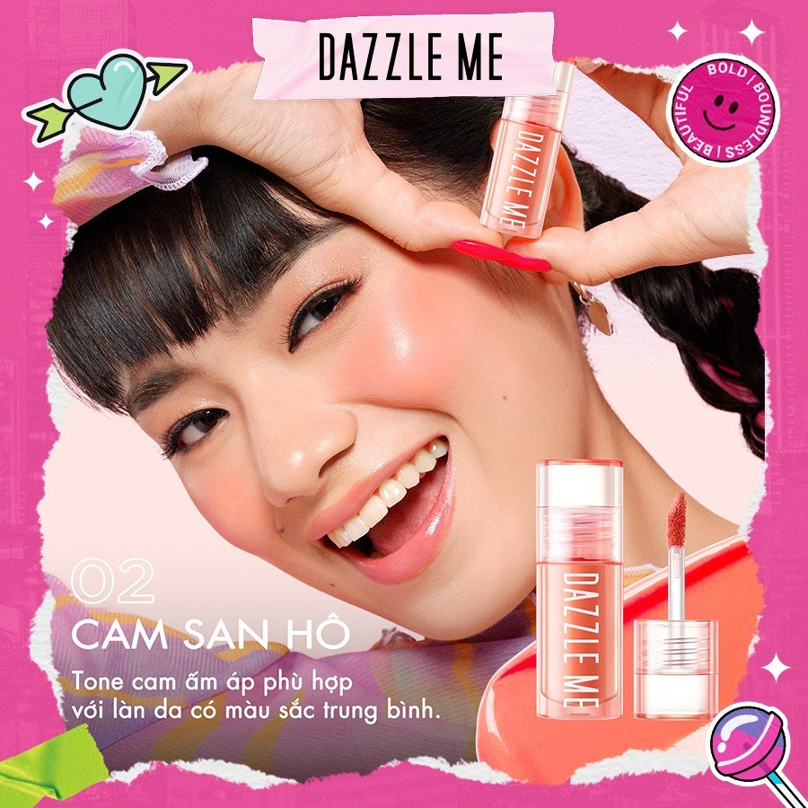 GlowToday Má Hồng Dạng Kem Tạo Hiệu Ứng Ửng Hồng Tự Nhiên DAZZLE ME Liquid Blush Heart Melt Creamy L