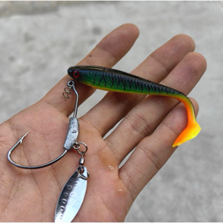 combo mồi mềm câu cá lóc NFF 9cm + lưỡi móc mồi mềm