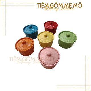 Hũ sứ ramenkin có nắp cốc sứ làm plan sữa chua caramen nhiều màu