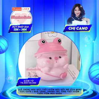  Heo đất tiết kiệm Heo đội Mũ Ếch mini cực cute | quà tặng, trang trí, ống tiết kiệm tiền Tiệm Heo Soda