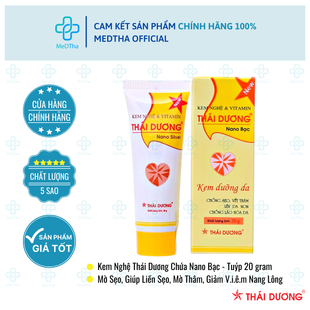 Kem Nghệ Thái Dương (Có Nano Bạc) - Hỗ Trợ Mờ Sẹo, Mờ Thâm Nám, Giảm Mụn (Tuýp 20G)