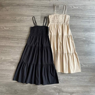 Đầm Midi 2 Dây F21 Smocking Ngực Cực Xinh Chất Kate Cotton Dày Mát