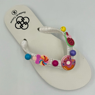 Dép xỏ ngón nữ HD đính sticker trái cây cute mang đi biển có đế chống trơn trượt đủ size nhiều màu