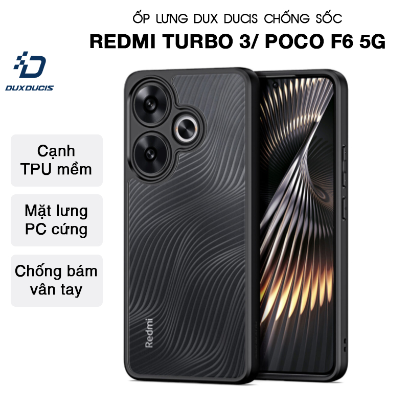 Ốp lưng DUX DUCIS Redmi Turbo 3/ POCO F6 5G (AIMO SERIES) Viền TPU, Mặt lưng PC Chống bám vân tay
