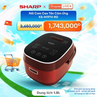 [Sharp x Bảo Thy Live 25.8] Nồi Cơm Điện Cao Tần Cảm Ứng Sharp 1.8L KS-IH191V-RD - BẢO HÀNH 12 tháng