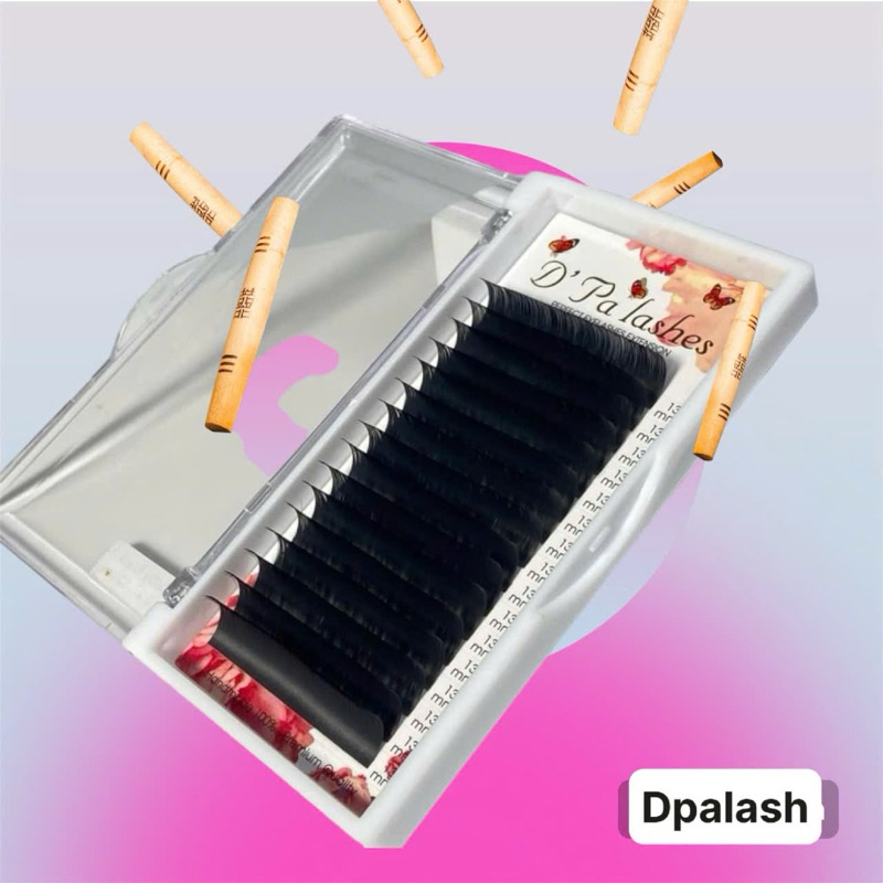 MI LÔNG CHỒN D'PALASH, Độ Dày 0.05 (Khay 16line), Mi Siêu Mềm Mịn, Hút Keo, Đủ Độ Cong J,C,CC,D