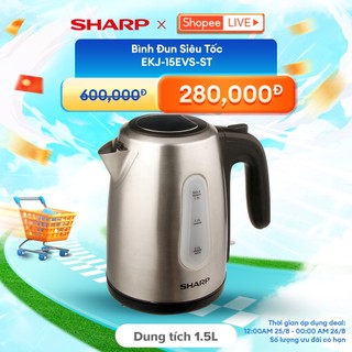 Bình Đun Siêu Tốc 1.5 Lít SHARP EKJ-15EVS-ST Vạch báo nước, Cảm biến nhiệt FADA - Bảo hành chính hãng 12 tháng