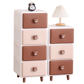 Tủ nhựa ngăn kéo Monmon Thỏ Gấu 3 tầng 4 tầng, tủ đựng quần áo cho bé - Monnie Kids