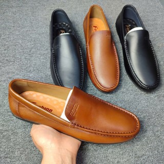 Giầy lười da cao cấp mẫu dẹp 2 màu khâu full đôi chắc chắn bảo hành 12 tháng ( hàng hộp)