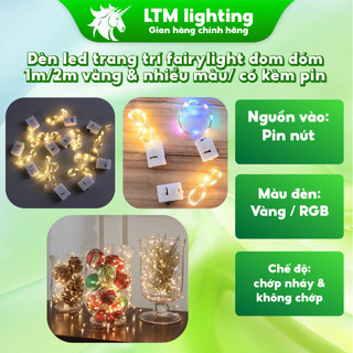Combo Đèn Led Decor Trang Trí Fairy light Đom Đóm Vàng Và Nhiều Màu 1m/10 Bóng 2m/20 Bóng Có Kèm Pin