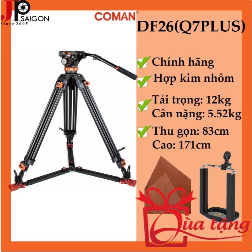 Chân máy quay Coman DF26 (Q7PLUS) + QUÀ TẶNG