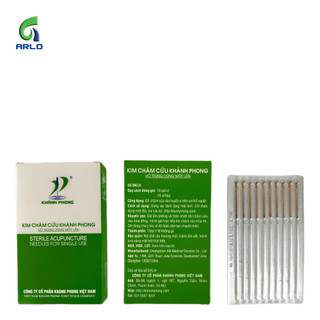 Kim châm cứu Khánh Phong vô trùng dùng 1 lần cán đồng-Chính hãng Khánh Phong - Hộp vỉ 10 gồm 100 kim