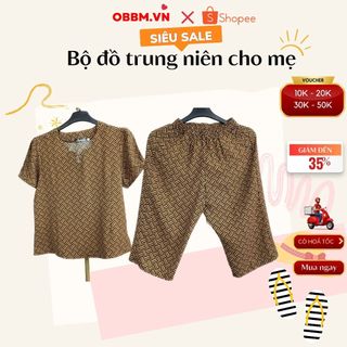 Bộ đồ trung niên nữ mặc nhà thun hàn quần lửng siêu mát. co giãn ms493