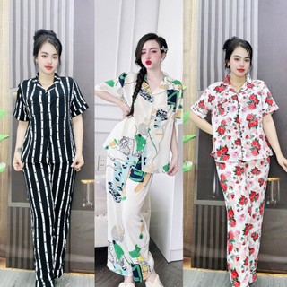 Đồ Ngủ Pyjama Bigisize Dài 55-100kg Cao Cấp Vải lụa Lạnh Mặc Cực Thích