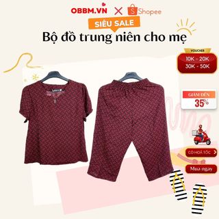 Bộ đồ trung niên nữ mặc nhà thun hàn quần lửng siêu mát. co giãn ms493 lửng