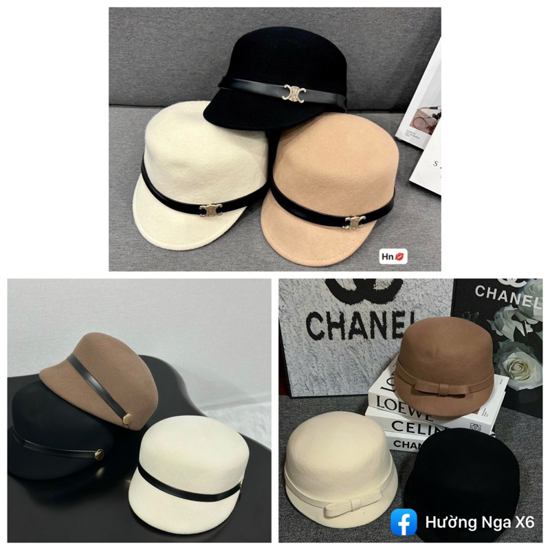 mũ dạ lông cừu đai da ,hàng qc