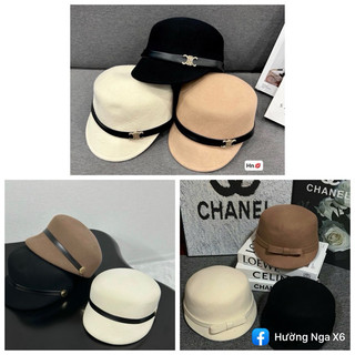 Mũ dạ lông cừu đai da ,hàng qc
