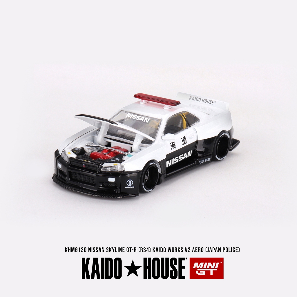 Xe Mô Hình Mini GT Nissan Skyline GT-R R34 Kaido Works (V2 Aero) Police