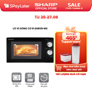 Lò Vi Sóng Sharp 20 Lít R-208VN-WS, [700W, 6 Mức, Bảng Điều Khiển Anh – Việt]
