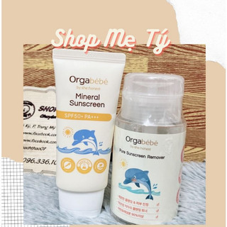 Kem chống nắng hữu cơ Orgabebe 50g SPF 50+ PA+++  và tẩy trang Orgabébé Nội địa Hàn cho bé từ 6M+