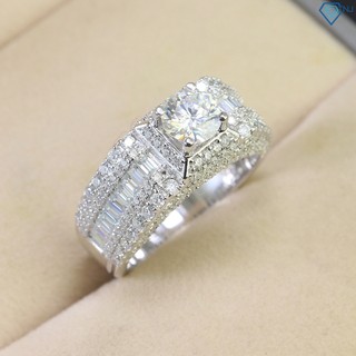  Nhẫn nam bạc đính full kim cương Moissanite viên chủ size 6.5 ly xi bạch kim kiểm định GRA NNAM0129 - Trang Sức TNJ 