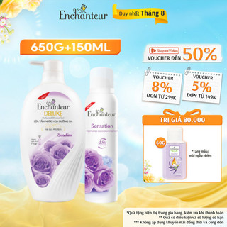 Combo Sữa Tắm Nước Hoa Dưỡng Da Enchanteur 650g + Xịt Khử Mùi Hương Nước Hoa Enchanteur 150ml
