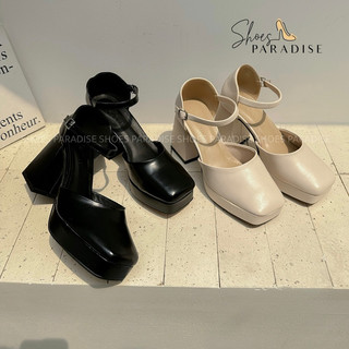 Giày cao gót mũi vuông đế đúp gót vuông cao 9p thời trang Shoes Paradise L075