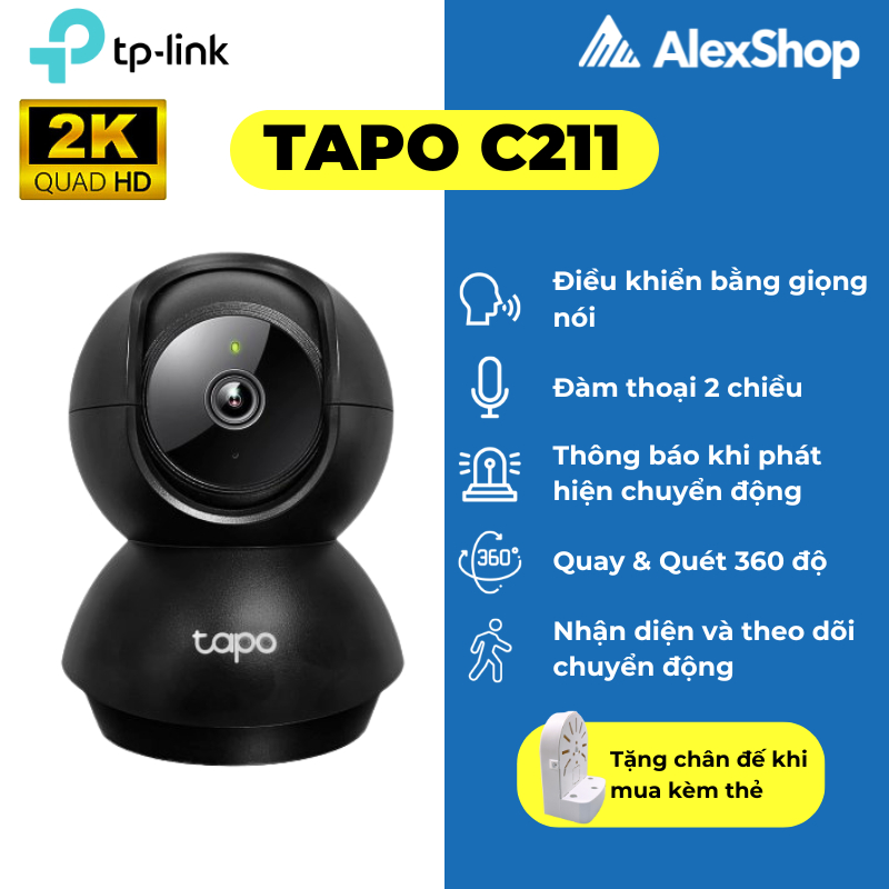 [3M] Camera WiFi TP-Link Tapo C211 Xoay 360, Quản Lí App Đàm Thoại 2 Chiều -Camera Trong Nhà Chính H