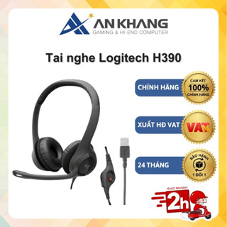 Tai nghe chụp tai Logitech H390 có dây có mic giảm ồn kết nối USB-A có đệm tai và quai đeo chính hãng bảo hành 24 tháng