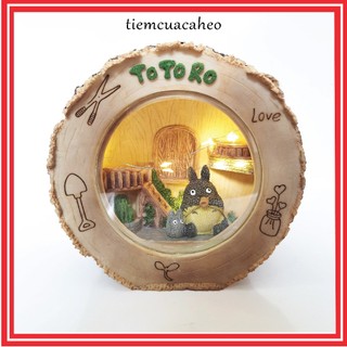 (Có Sẵn HCM) Đèn Totoro mẫu khúc gỗ tròn 13cm, hình phòng ngủ đan len, khu vườn dễ thương dùng trang trí, quà tặng
