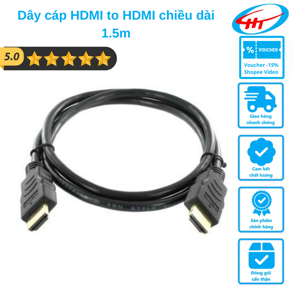 Dây cáp HDMI to HDMI chiều dài 1.5m