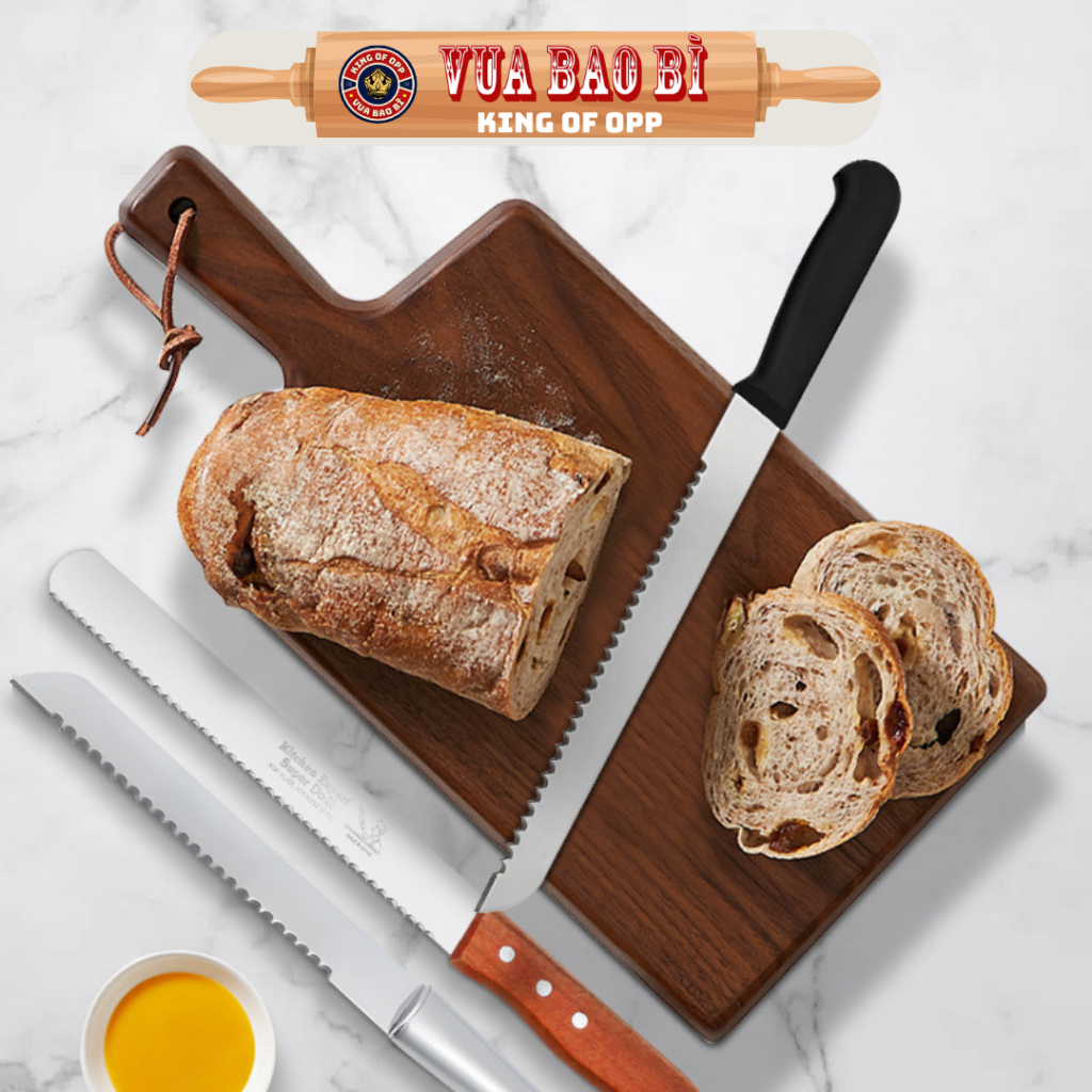 Dao cắt bánh mì, dụng cụ cắt bánh mì có răng cưa thép, cán nhựa chắc chắn đủ size, VUA BAO BI