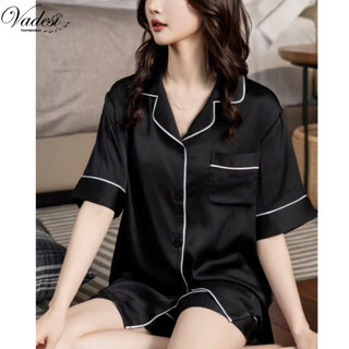 Bộ quần đùi áo cộc pijama Vadesi chất lụa latin cao cấp mát mềm thoáng nhẹ
