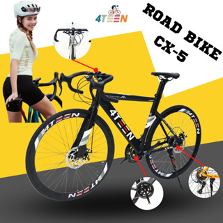Xe Đạp Đua 4TEEN Road Bike CX-5 Khung Sườn Hợp Kim Nhôm Cao Cấp 8 Líp Sau Tặng Kèm Chắn Bùn